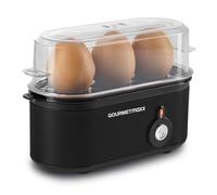 GOURMETmaxx Cuiseur à œufs pour 3 œufs | Cuiseur à œufs avec pique-œuf dans le gobelet doseur | 3 degrés de cuisson pour votre coquetier | Design petit format - pièces lavables au lave-vaisselle