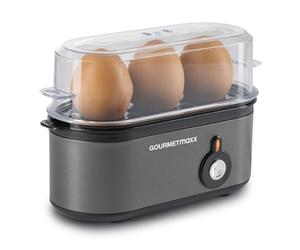 GOURMETmaxx Cuiseur à œufs pour 3 œufs | Cuiseur à œufs avec pique-œuf dans le gobelet doseur | Avec 3 degrés de cuisson pour votre coquetier | Design petit format - pièces lavables au lave-vaisselle