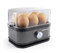 GOURMETmaxx Cuiseur à œufs pour 6 œufs | Cuiseur à œufs avec pique-œuf dans le gobelet doseur | Avec 3 degrés de cuisson - pour chaque coquetier | Design anthracite, pièces lavables au lave-vaisselle