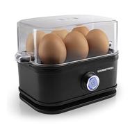 GOURMETmaxx Cuiseur à œufs pour 6 œufs | Cuiseur à œufs avec pique-œuf dans le gobelet doseur | Avec 3 niveaux de cuisson - pour chaque coquetier | Design noir - pièces lavables au lave-vaisselle