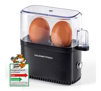 GOURMETmaxx Cuisinier à œufs pour 2 œufs | Egg Cooker électrique à économie d'énergie | Oeufs parfaits pour le petit déjeuner | Avec bol doseur & oeuf-pick | Design compact & sans BPA [Noir]