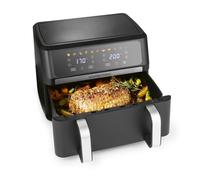 GOURMETmaxx Friteuse à air chaud AirGenius, 10 L - 2 x 5 L Airfryer chambre variable | Friteuse avec 10 programmes et écran tactile | Avec 2 chambres - 2 plats simultanément, pour 8 personnes max.