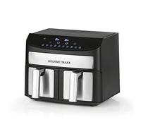 GOURMETmaxx Friteuse à air chaud double chambre 2 x 3,5 L en acier inoxydable Airfryer avec fonction minuterie, écran tactile et zones de cuisson synchro, friture économe en énergie, 10 programmes