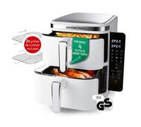 Friteuse à air chaud verticale à double chambre GOURMETmaxx FryUp | friteuse à air chaud verticale | écran tactile rabattable | 32% plus compacte | capacité 2x 5,5 l | friteuse à air chaud 2 chambres