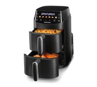 GOURMETmaxx FryUp Friteuse à air chaud verticale à double chambre XS | Friteuse à air chaud avec écran tactile LED multicolore | 2 chambres (2x2,5 L)