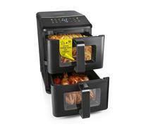 GOURMETmaxx FryUp Friteuse à air chaud verticale | avec deux compartiments et fenêtre transparente - 10 l | Friteuse à air chaud avec écran tactile LED disponible en plusieurs couleurs