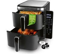 GOURMETmaxx FryUp Friteuse à air chaud verticale à double chambre | Airfryer vertical | Écran tactile rabattable | 32% d'économie d'espace | Capacité 10L | Friteuse à air chaud 2 chambres