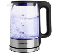 GOURMETmaxx Glas-Wasserkocher LED 1,7l 2200W Edelstahl/schwarz kabellos Bouilloire filaire noir,acier inoxydable, verre Contenan