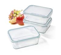 GOURMETmaxx Klick-It Lot de 3 boîtes de conservation en verre de 1,6 l | Convient comme boîte à sandwich ou pour Meal Prep | Passe au lave-vaisselle, au micro-ondes et au congélateur | Couvercle de