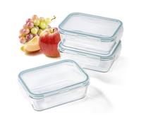 GOURMETmaxx Klick-It Lot de 3 boîtes de conservation en verre de 900 ml | Convient comme boîte à sandwich ou pour Meal Prep | Passe au lave-vaisselle, au micro-ondes et au congélateur | Couvercle de