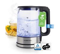 GOURMETmaxx LED Bouilloire Verre Inox 1,7L sans Fil 2200W Antikalk Filtre