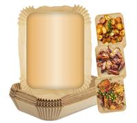 GOURMETmaxx Lot de 100 feuilles de papier sulfurisé pour friteuse à air chaud, 3 à 5 litres, revêtement antiadhésif et résistant à l'huile, double panier de papier sulfurisé Airfryer, 22 x 14 x 4,5 cm