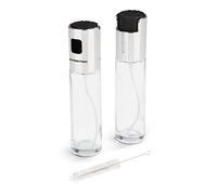 GOURMETmaxx Lot de 2 flacons pulvérisateurs de vinaigre et d'huile de 100 ml - Distributeur doseur sans BPA pour doser discrètement ou intensivement avec petite brosse - À remplir avec de l'huile