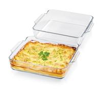GOURMETmaxx Lot de 2 plats à gratin en verre pour friteuse à air chaud et four, 1500 ml chacun | Moule rectangulaire | Petit bol - Préparer, cuire, servir | Moule en verre Airfryer pour gratinés