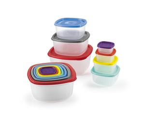 GOURMETmaxx Lot de 28 boîtes de conservation empilables et lavables au lave-vaisselle Multicolore Avec couvercle