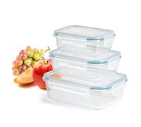 GOURMETmaxx Lot de 3 boîtes de conservation en verre Klick-It - Convient comme boîte à sandwich ou pour Meal Prep - Passe au lave-vaisselle, au micro-ondes et au congélateur - Couvercle de boîte de
