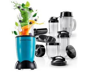 GOURMETmaxx Mr. Magic Power Pro Mixer 400 W | Smoothie Maker avec couvercle à emporter | Blender avec bol mélangeur et couvercle fraîcheur pour le stockage | Blender avec kit d'accessoires XL pour