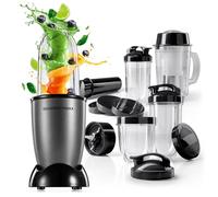 GOURMETmaxx Mr. Magic Power Pro Mixer 400 watts | Smoothie Maker avec couvercle à emporter | Mixeur sur socle avec bol mixeur et couvercle | Avec kit d'accessoires XL pour milk-shakes, smoothies, etc.