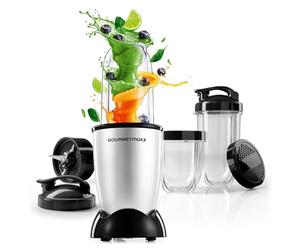 GOURMETmaxx Mr. Magic Power Pro Mixer 400 watts | Smoothie Maker avec couvercle à emporter | Mixeur sur socle avec bol mixeur et couvercle | Blender avec kit d'accessoires L pour milk-shakes etc.