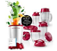 GOURMETmaxx Mr. Magic Power Pro Mixeur 400 W | Machine à smoothie avec couvercle à emporter | Blender avec bol mélangeur et couvercle fraîcheur pour ranger | Blender avec kit d'accessoires XL pour