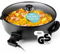 GOURMETmaxx poêle à frire électrique - Ø 42 cm - avec thermostat et couvercle en verre
