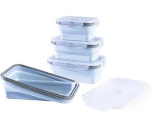 GourmetMaxx Récipient de conservation jeu de 4 silicone bleu clair 15096