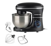 GOURMETmaxx Robot de cuisine avec fonction de pétrissage et de mixage | Avec grand bol en acier inoxydable de 5 litres | Accessoire de mixage, crochet à pétrir et fouet [1 500 watts/noir]