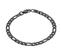 Gourmette Acier Inoxydable Bracelet Fine Homme Figaro Enfant Garçon Femme Argent Collier Poignet Chaine Fille - Noir [6mm-21cm] Bijou Cadeau Noël Fêtes des Pères Mères Mariage Prime