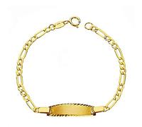 Gourmette Bracelet bébé 9k 14 cm. 3x1 Alternate Link Hollow Rass - Close personnalisable - Enregistrement inclus dans le prix