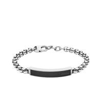 Gourmette FOSSIL en Acier Gris et Agate Noire