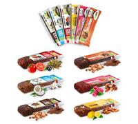Gourmiz barres de fruits - pack découverte 12 barres, barre glucidique énergétique & barres protéinées bio, dattes, snacks vegan, sport, sans gluten, encas sans sucre ajouté