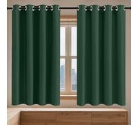 GOUSANG Lot de 1 Rideaux Occultants 131 x 161 cm 100% Lumiere Bloquer Anti Chaleur, Anti-UV Portes de Balcon Rideaux Installation Facile pour Toutes Les Saisons, Chambre, Vert Foncé