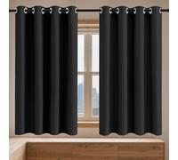 GOUSANG Lot de 1 Rideaux Occultants 136 x 161 cm 100% Lumiere Bloquer Anti Chaleur, Anti-UV Portes de Balcon Rideaux Installation Facile pour Toutes Les Saisons, Chambre, Noir
