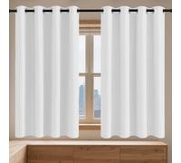 GOUSANG Lot de 1 Rideaux Occultants 140 x 161 cm 100% Lumiere Bloquer Anti Chaleur, Anti-UV Portes de Balcon Rideaux Installation Facile pour Toutes Les Saisons, Chambre, Blanc