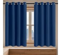 GOUSANG Lot de 1 Rideaux Occultants 145 x 161 cm 100% Lumiere Bloquer Anti Chaleur, Anti-UV Portes de Balcon Rideaux Installation Facile pour Toutes Les Saisons, Chambre, Bleu Foncé