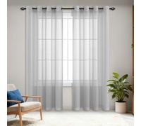 GOUSANG Rideaux Voilages Oeillet 210 x 120 cm Oeillets Rideaux Rideau Voilage Salon Jolis Transparent pour Fenêtre Porte Cuisine Chambre Enfant, Gris Clair