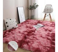 GOUSANG Tapis de Salon Poils Longs Fausse Fourrure Shaggy Moelleux 120 x 170 cm Moderne Design Coussin de Chaise Imitation Toison Moquette pour Salon Chambre Canapé Tapis de Plancher, Rouge
