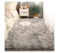 GOUSANG Tapis de Salon Poils Longs Fausse Fourrure Shaggy Moelleux 140 x 170 cm Laine Tapis Antidérapant Chaise Canapé Natte Cozy Sensation comme Aux Tapis de Chambre à Coucher Décoration, Gris Clair