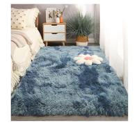 GOUSANG Tapis en Fausse Fourrure 110 x 140 cm Laine Tapis Antidérapant Carpette Moelleuse Fluffy Soft Longhair Coussin de Chaise Canapé Natte, Bleu Foncé