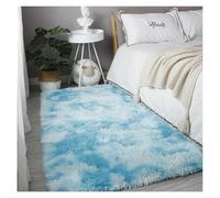 GOUSANG Tapis en Fausse Fourrure de Lapin 90 x 140 cm Tapis Fluffy Soft Faux Peau de Mouton Cozy Sensation comme pour Salon Chambre Canapé Tapis de Plancher, Bleu Ciel