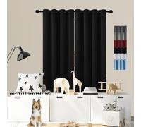 GOUSUN Rideau Occultant 1 Pièces 70 x 120 cm Tenture Opaque à Oeillets Isolation Decoration Rideaux Ambiance Chaleureuse,pour Salon, Noir