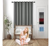 GOUSUN Rideau Occultant 80 x 130 cm Anti Chaleur Tenture Opaque à Oeillets Rideau Occultant Isolation Thermique,pour Salon, Gris Clair