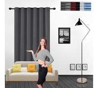GOUSUN Rideau Occultant Thermiques 115 x 120 cm Tenture Opaque à Oeillets Isolation Decoration Rideaux Entretien Facile,pour Salon, Gris Foncé