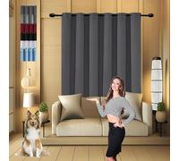 GOUSUN Rideau Occultant Thermiques Anti Froid 160 x 160 cm Tenture Opaque à Oeillets Isolation Rideau Occultant Protection Solaire,pour Salon, Gris Foncé