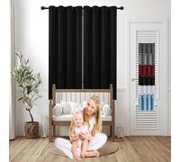 GOUSUN Rideau Occultant Thermiques Anti Froid 80 x 130 cm Opaque à Oeillets Isolation Lumiere Decoration Rideaux Installation Facile,pour Salon, Noir