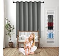 GOUSUN Rideau Opaque 170 x 150 cm Tenture Opaque à Oeillets Isolation Rideau Occultant Entretien Facile,pour Salon, Gris Clair