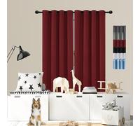 GOUSUN Rideaux à Œilletsoccultants 180 x 150 cm Tenture Opaque à Oeillets Isolation Rideau Occultant 100% Polyester,pour Salon, Rouge