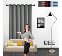 GOUSUN Rideaux Isolants Thermiques 95 x 190 cm Anti Chaleur Tenture Opaque à Oeillets Decoration Rideaux Entretien Facile,pour Salon, Gris Clair