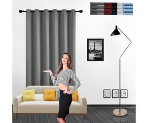 GOUSUN Rideaux Isolants Thermiques 95 x 190 cm Anti Chaleur Tenture Opaque à Oeillets Decoration Rideaux Entretien Facile,pour Salon, Gris Clair