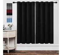 GOUSUN Rideaux Occultants 125 x 80 cm Tenture Opaque à Oeillets Isolation Rideau Occultant Lumiere Anti UV Decoration,pour Salon, Noir